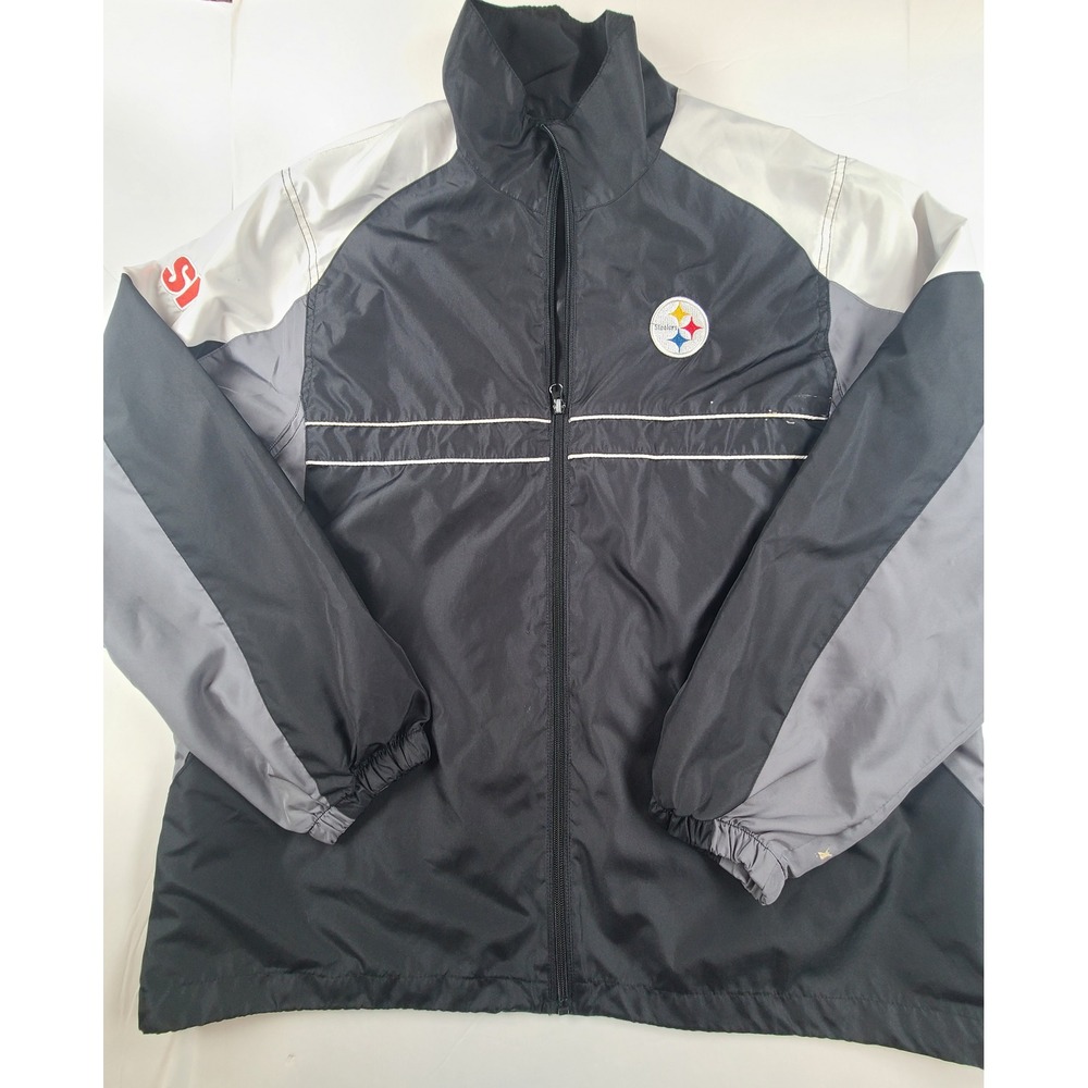 Dunbrooke Pittsburgh Steelers Mens Large Windbreaker Jacket Black Football NFL